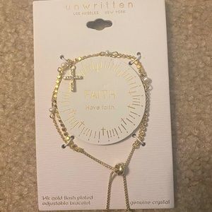 Unwritten "faith" bracelet - Gold with pearl and crystals